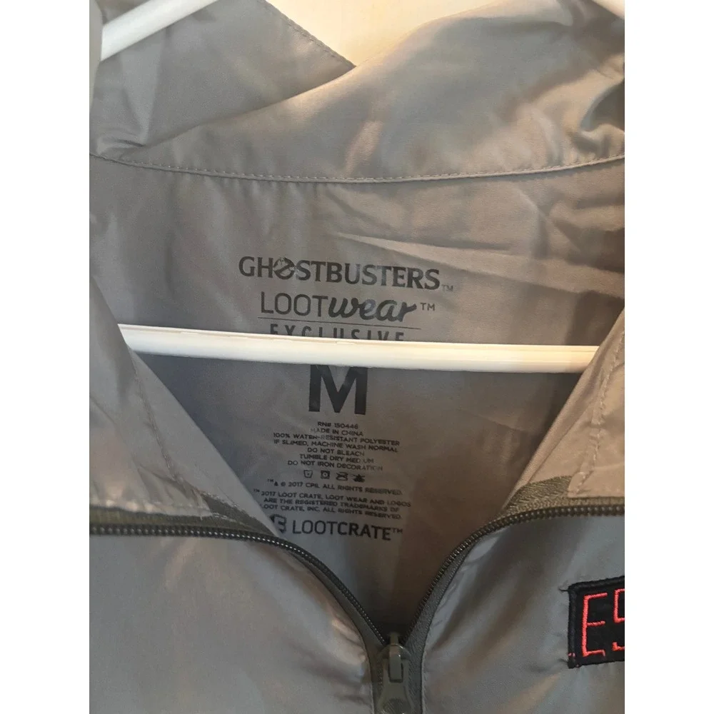 Ghostbusters LootWear Exclusive Windbreaker Jacket Gray Mens Medium Logo